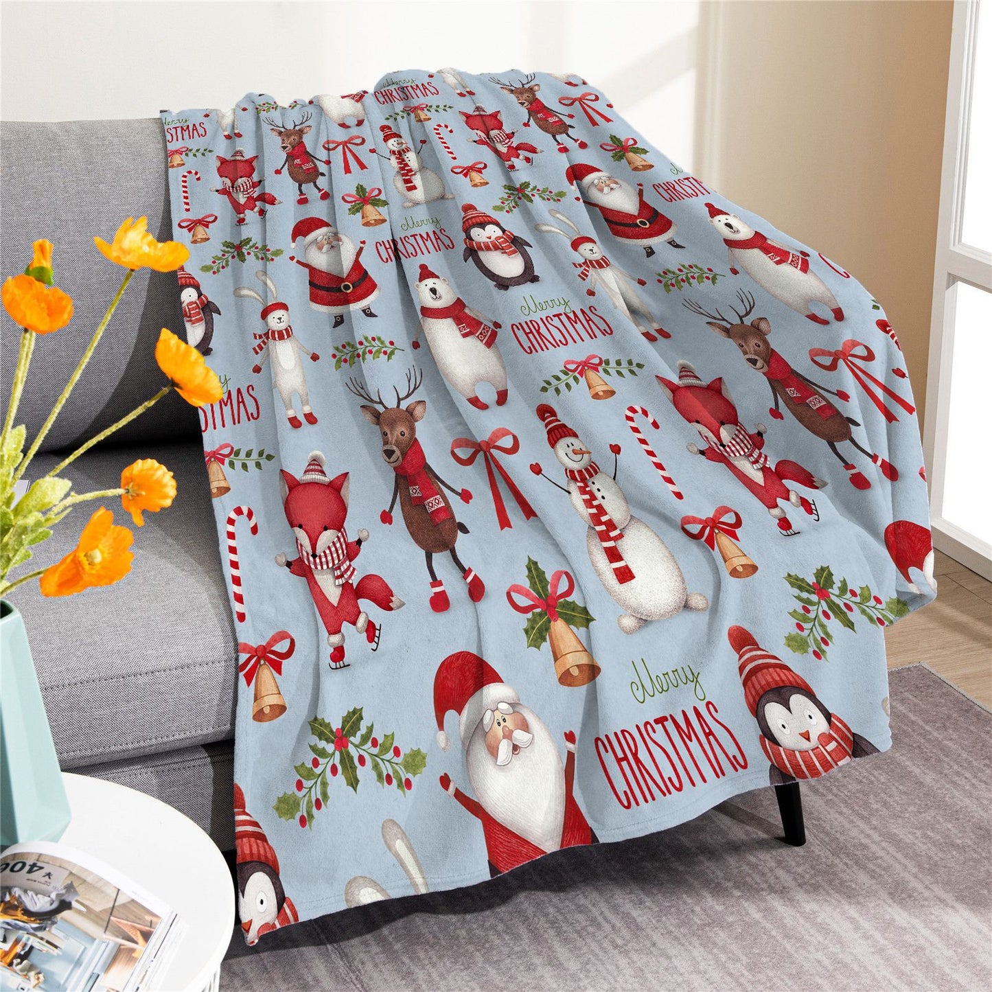 Merry Christmas Soft Fleece Throw Blankets