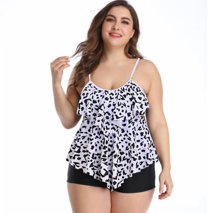 Ruffled Floral Print Plus Size Swimsuits-STYLEGOING
