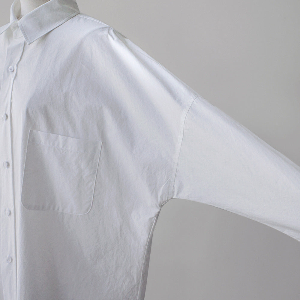 Casual Cotton White Midi Length Women Long Sleeves Shirts