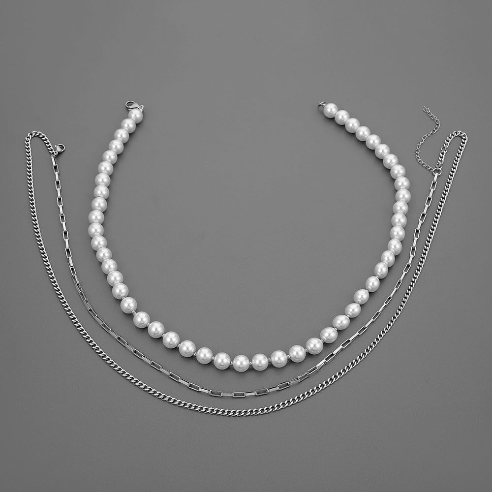 Fashion Hip Top Style Pearl Necklace for Men