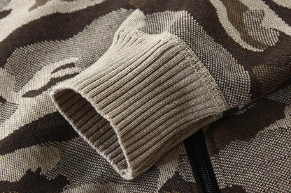 Fashion Camouflage Knitting Cardigan Overcoats for Men