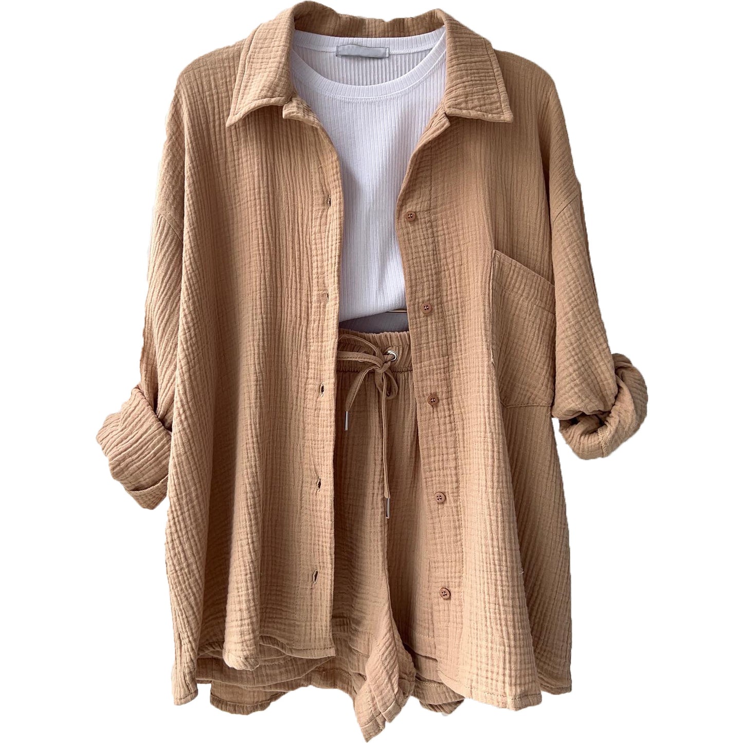 Casual Drawstring Plus Sizes Three Pieces Women Suits