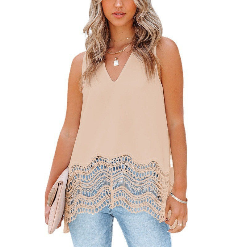Casual Chiffon Sleeveless Vest Summer Crop Tops
