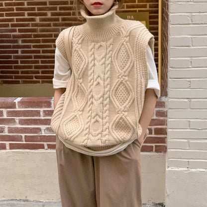 Winter Turtleneck Knitting Vest for Women