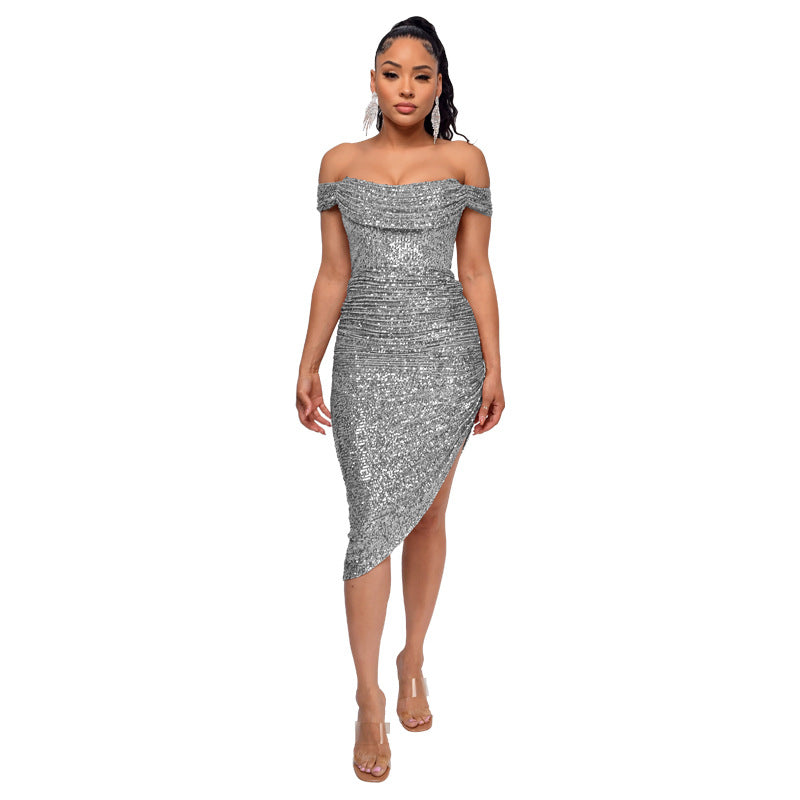 Sexy Off The Shoulder Sequined Mini Cocktail Dresses