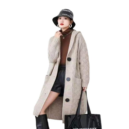 Women Knitting Long Cardigan Sweaters