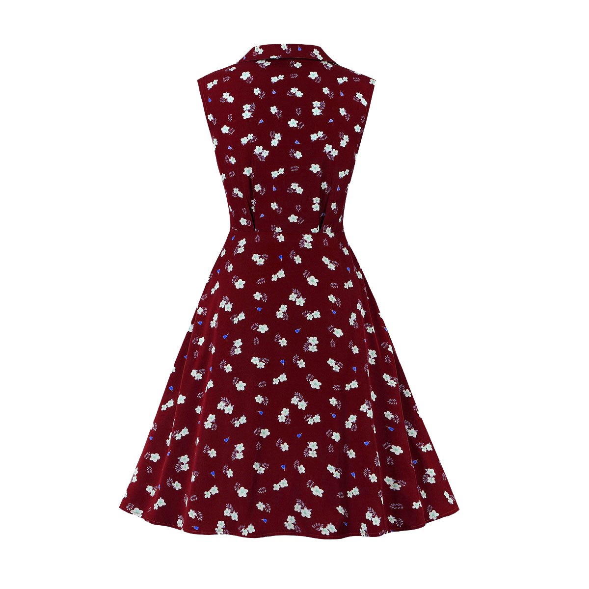 Women Turnover Colloar Floral Retro Dresses-STYLEGOING