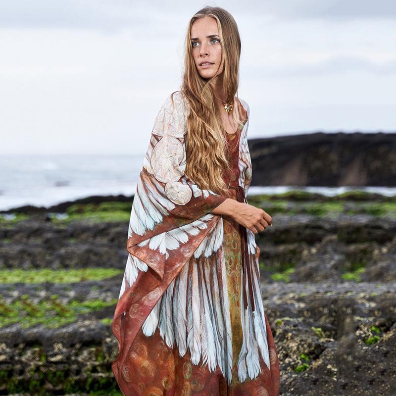 Chiffon Wings Design Pullover Cover Ups Dresses