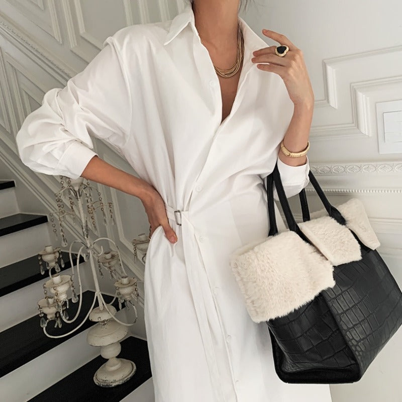 Autumn Long Sleeves Irregular Shirt Dresses
