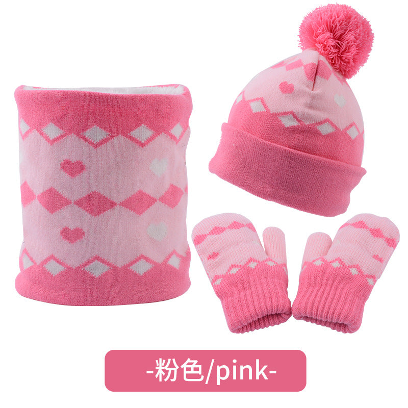 Winter Knitting Hats Gloves Scarfs 3pcs/set