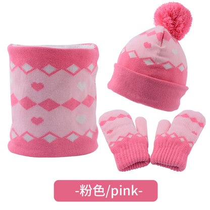 Winter Knitting Hats Gloves Scarfs 3pcs/set