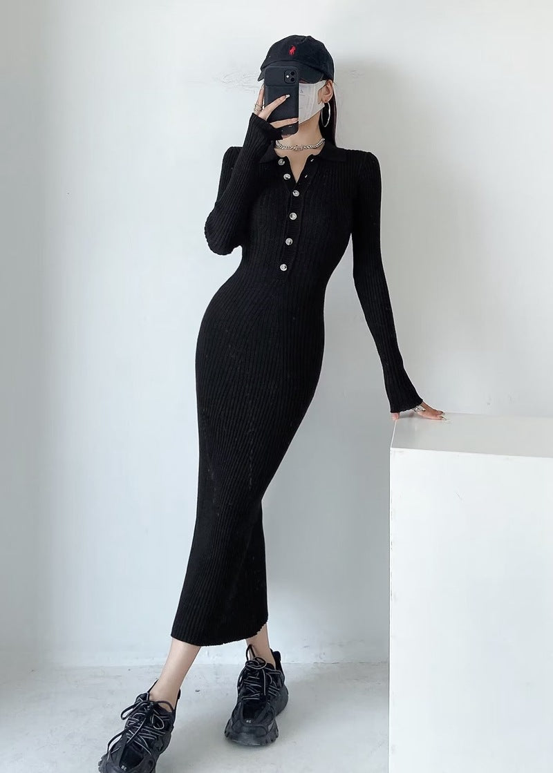 Sexy Polo Neckline Knitted Long Mermaid Dresses