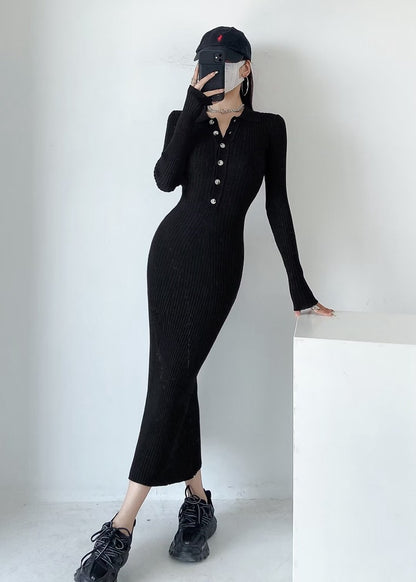 Sexy Polo Neckline Knitted Long Mermaid Dresses