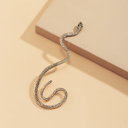 Exaggrate 3D Rhinestone Snake Shape Alloy Earrings