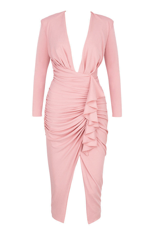 Sexy Ruffled Split Front Irregular Long Party Dresses