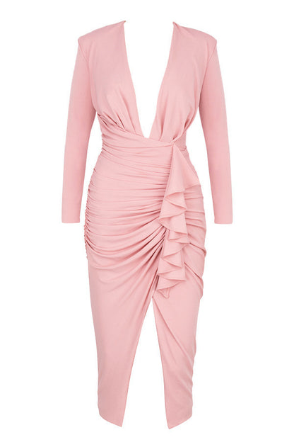 Sexy Ruffled Split Front Irregular Long Party Dresses