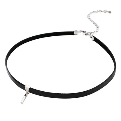 Black Leather Simple Style Necklace for Women