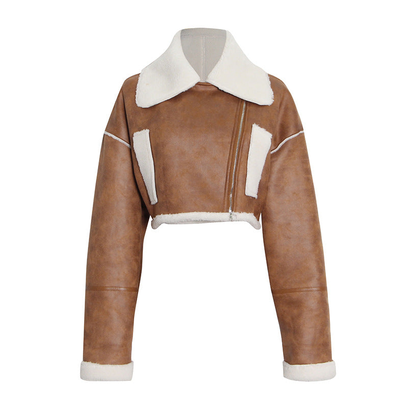 Luxury Motorcycle Sheep Fleece Jacket Coat for Winter