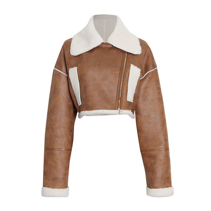 Luxury Motorcycle Sheep Fleece Jacket Coat for Winter