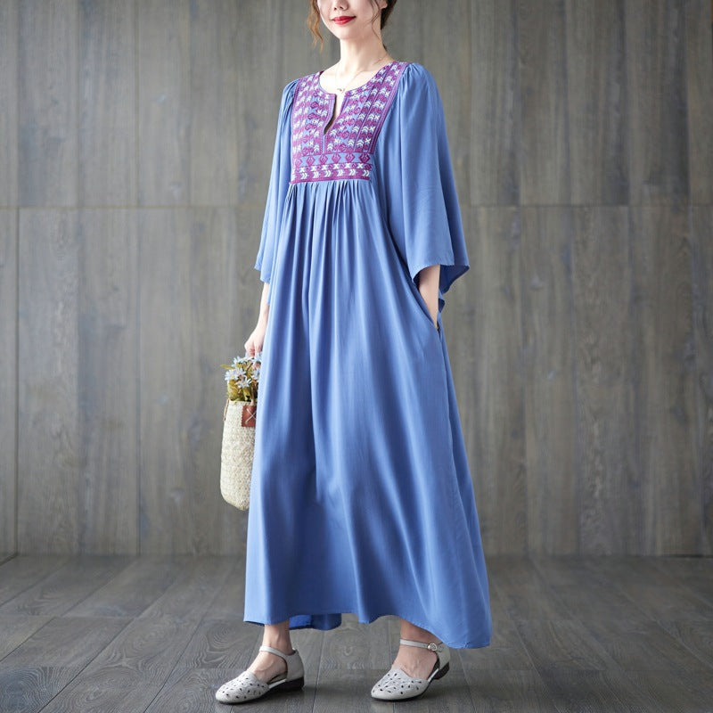 Vintage Embroidery Summer Plus Sizes Long Dresses
