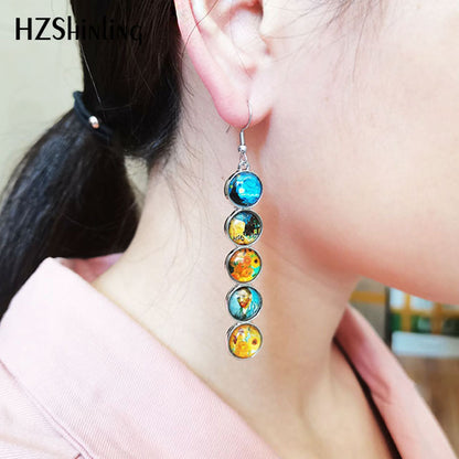 Sunflower Design Stone Drop Earrings for Women