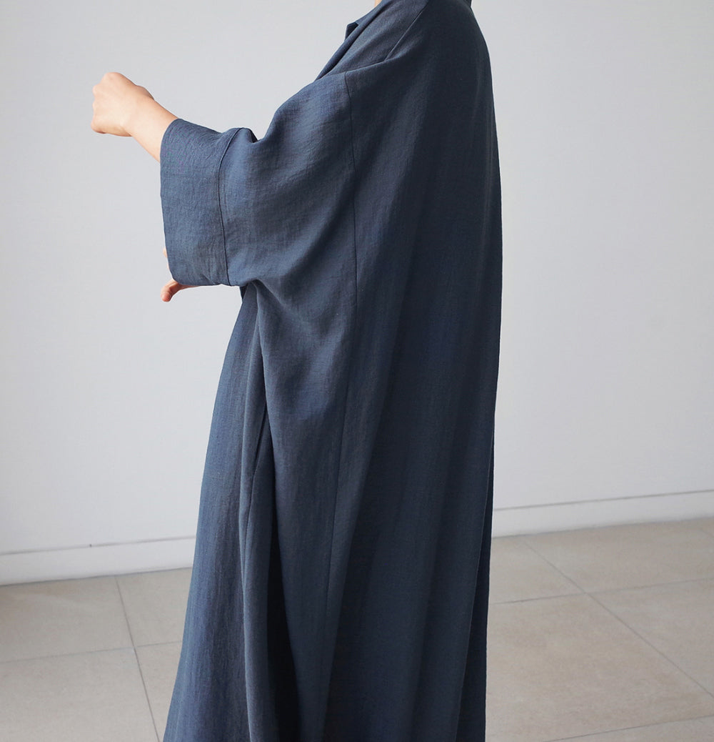 Vintage Linen Plus Sizes Batwing Long Cozy Shirts Dresses