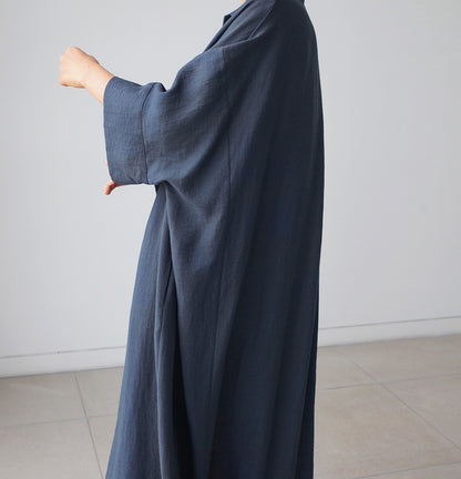 Vintage Linen Plus Sizes Batwing Long Cozy Shirts Dresses