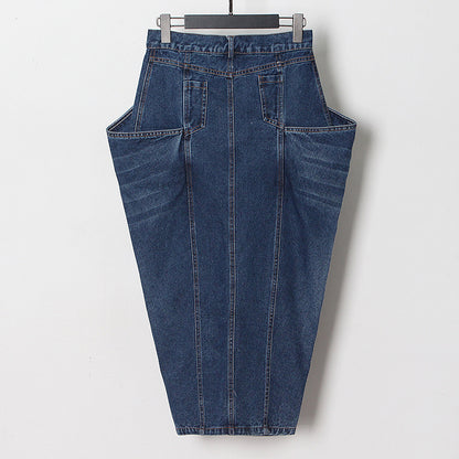 Designed Women High Waist  Split Front Denim Skirts