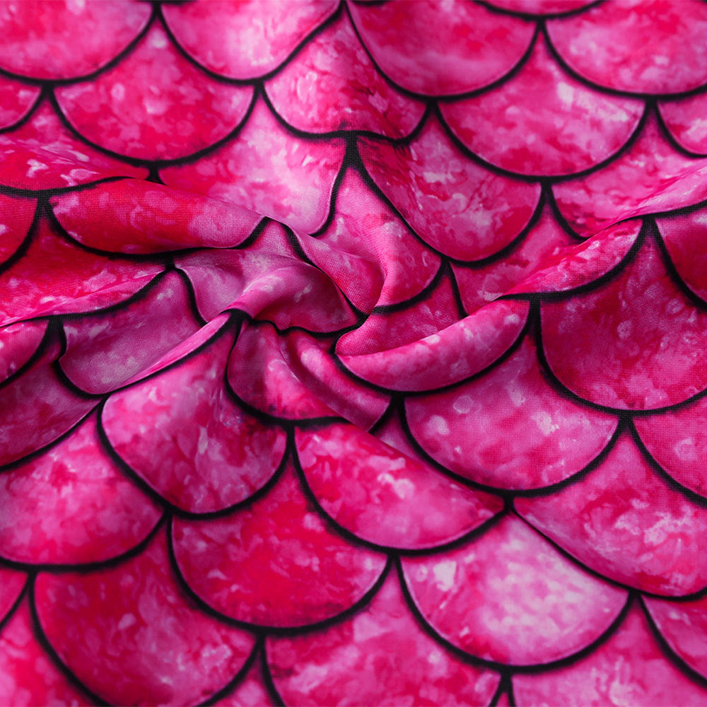 3D Fish Scale Design Two Pieces Swimsuits for Girls
