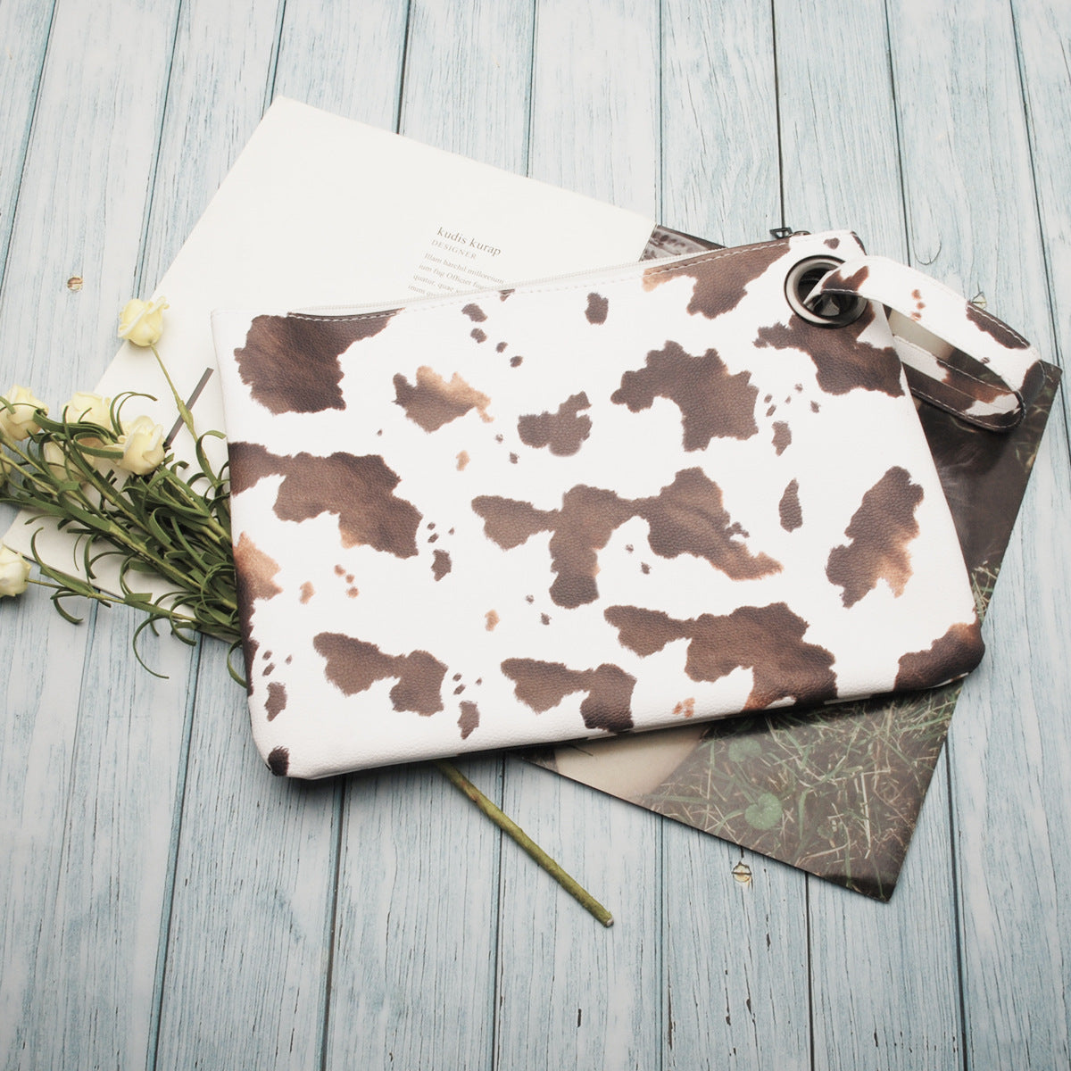 Women Sunflower Print Pu Leather Evening Clutch Bags