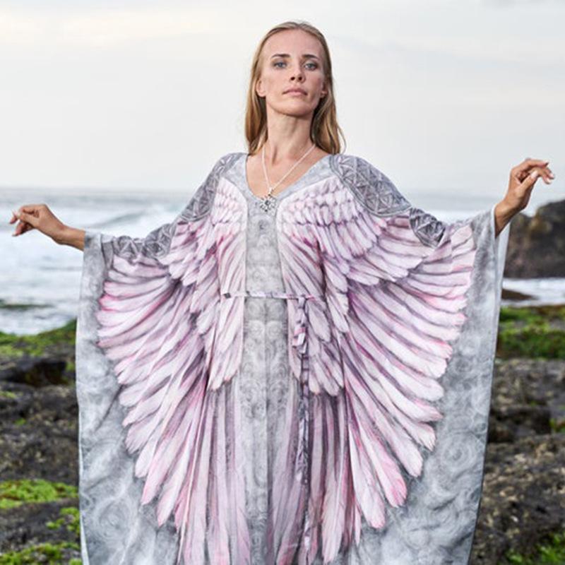 Chiffon Wings Design Pullover Cover Ups Dresses