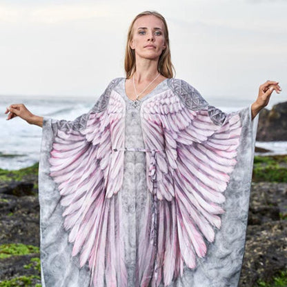 Chiffon Wings Design Pullover Cover Ups Dresses
