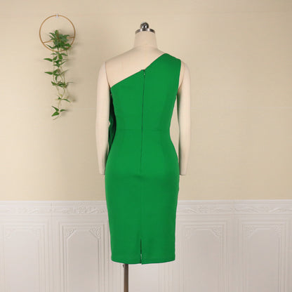 Sexy One Shoulder High Waist Office Lady Sheath Dresses