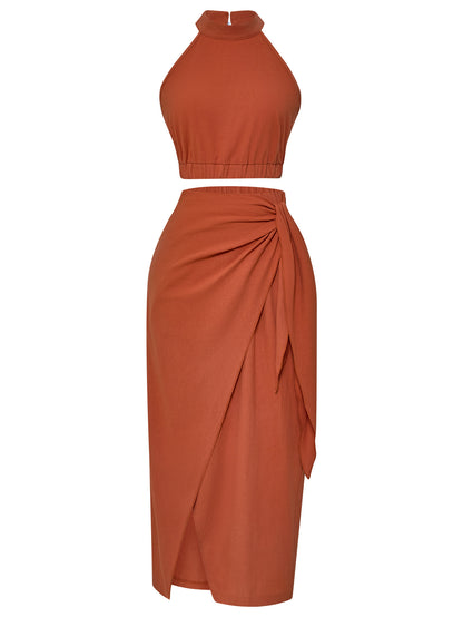 Sexy Halter Sleeves Top & Skirts Suits for Women