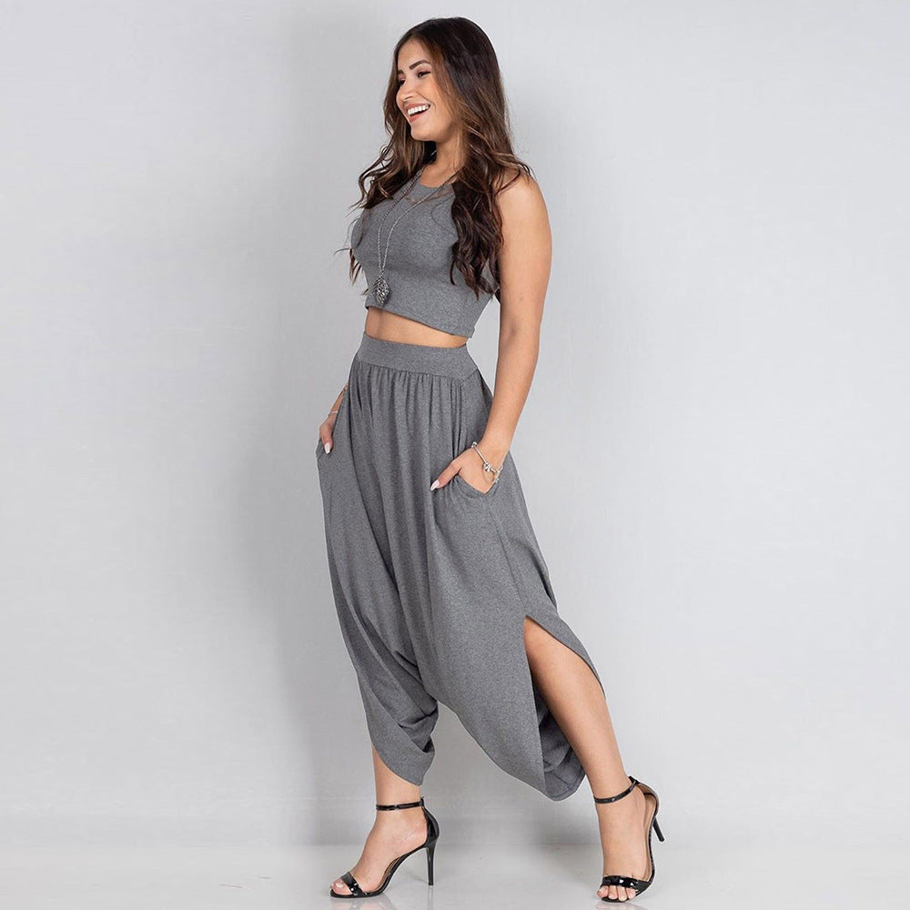 Casual Summer Sleeveless T Shirts&harem Pants