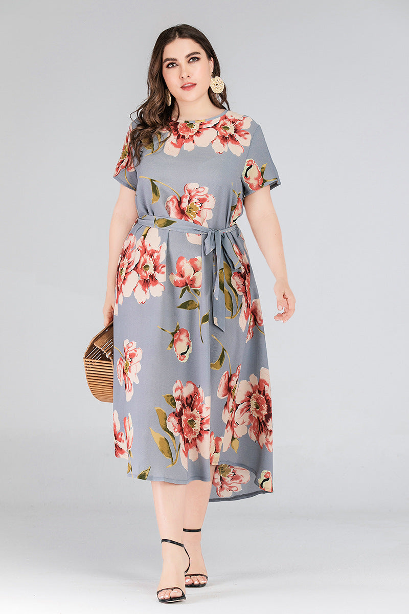 Women Short Sleeves Plus Sizes Long Dresses