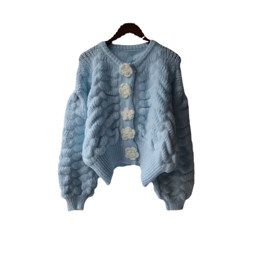 Warm Flowers Design Women Knitted Cardigans