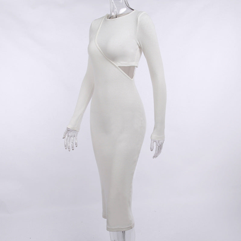 Sexy Asymmetry Women Long Sleeves Fall Slim Dresses