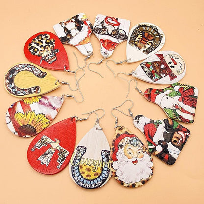 Christmas Vintage Animal Print Earrings 2 Sets