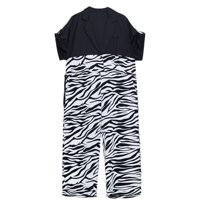 Casual Zebra Print Summer Jumpsuits-STYLEGOING