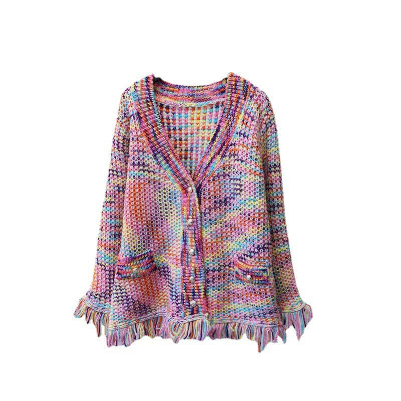 Designed Colorful Knitting Cardigan Sweaters