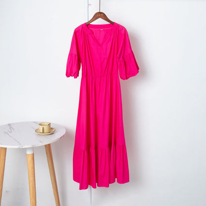 Women High Waist A Line Midi Dresses
