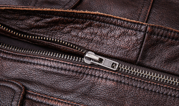 Vintage Motorcycle Cowhide Leather Jackets for Men