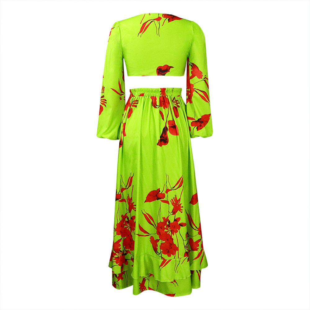 Sexy Summer Short Top and Long Skirts Suits