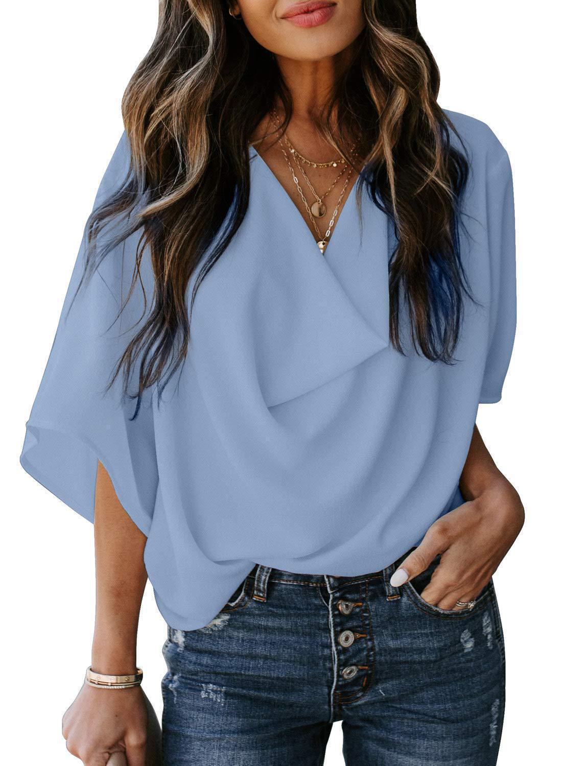 Summer Women Chiffon Leisure Blouses Shirts