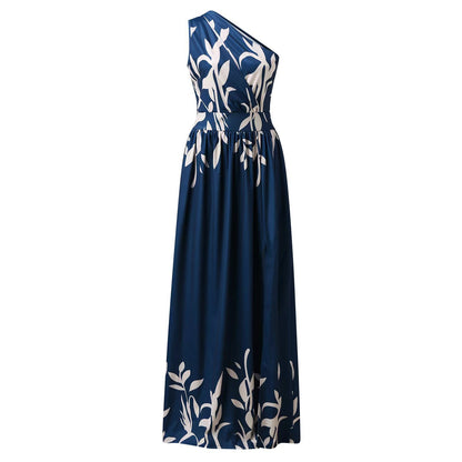 Sexy One Shoulder Split Front Summer Long Dresses