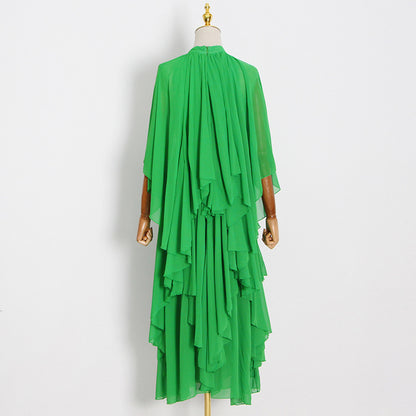 Chiffon High Neck Ruffle Women Long Holiday Dresses