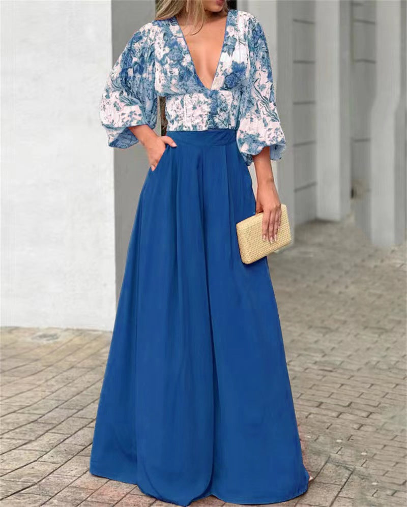 Sexy Deep V Neck Summer Two Pieces Women Suits