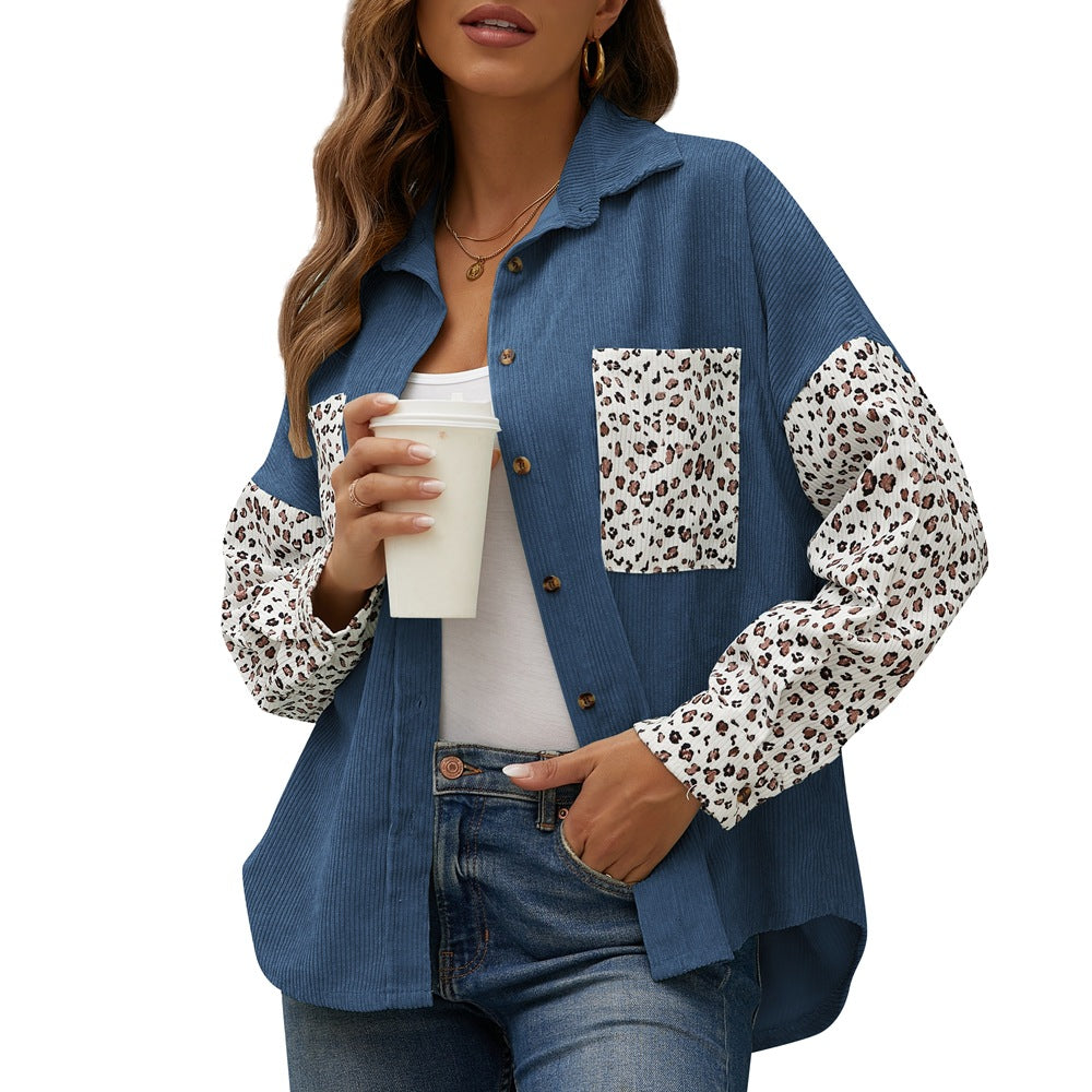 Casual Leopard Design Women Long Sleeves Shirts