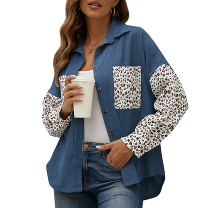 Casual Leopard Design Women Long Sleeves Shirts